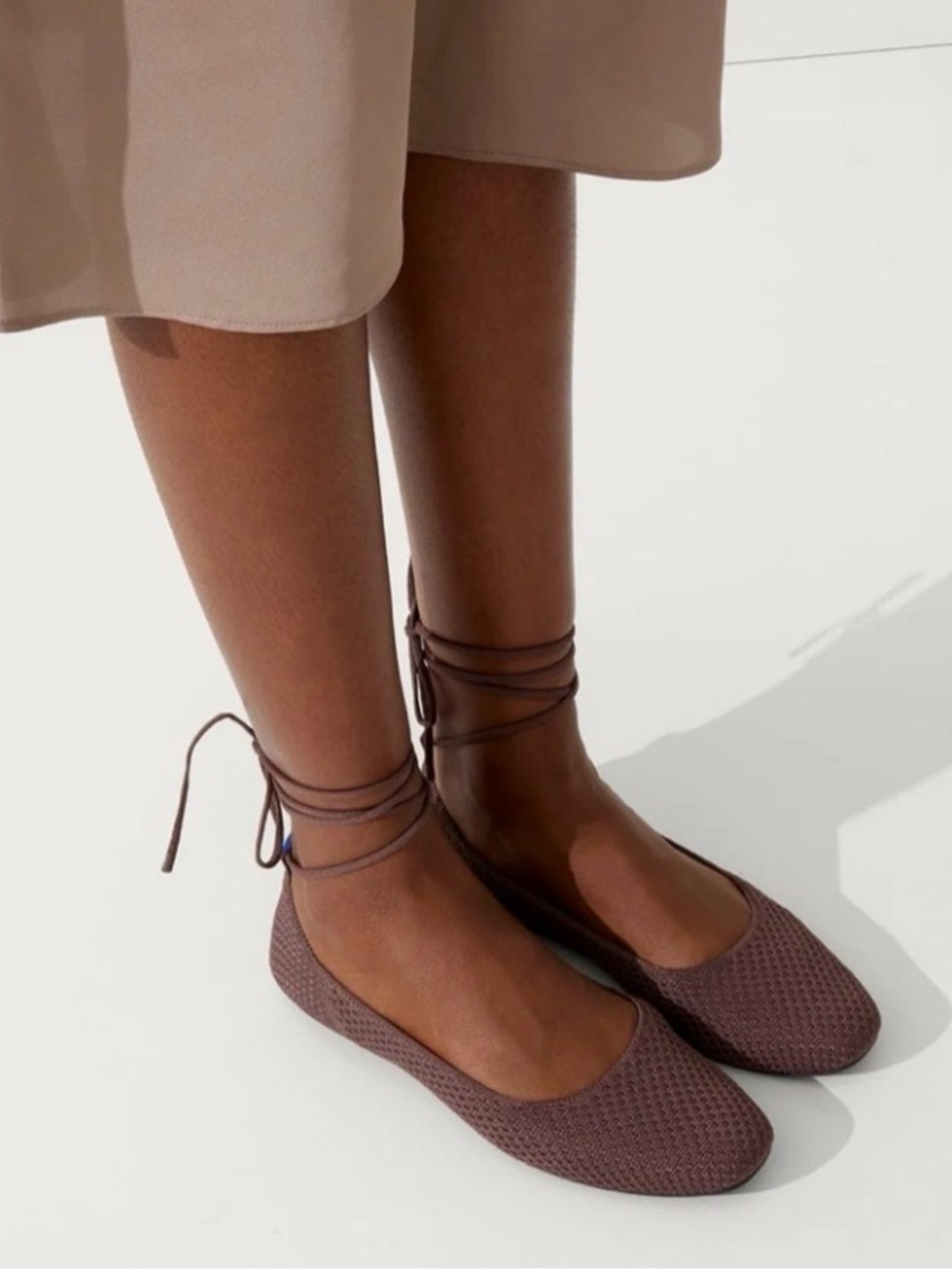 ROTHY’S Anthropologie The Square Wrap Ballet Flats in Maple Brown Sz 7 MSRP $165